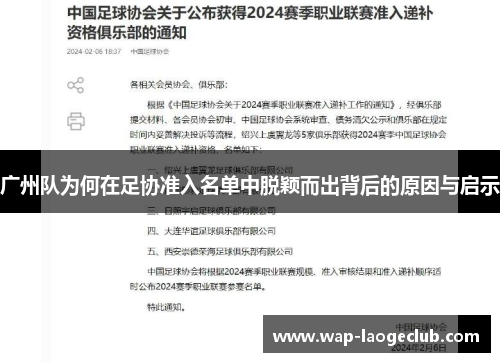 广州队为何在足协准入名单中脱颖而出背后的原因与启示