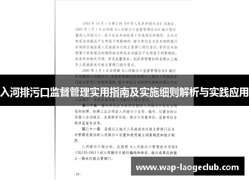 入河排污口监督管理实用指南及实施细则解析与实践应用